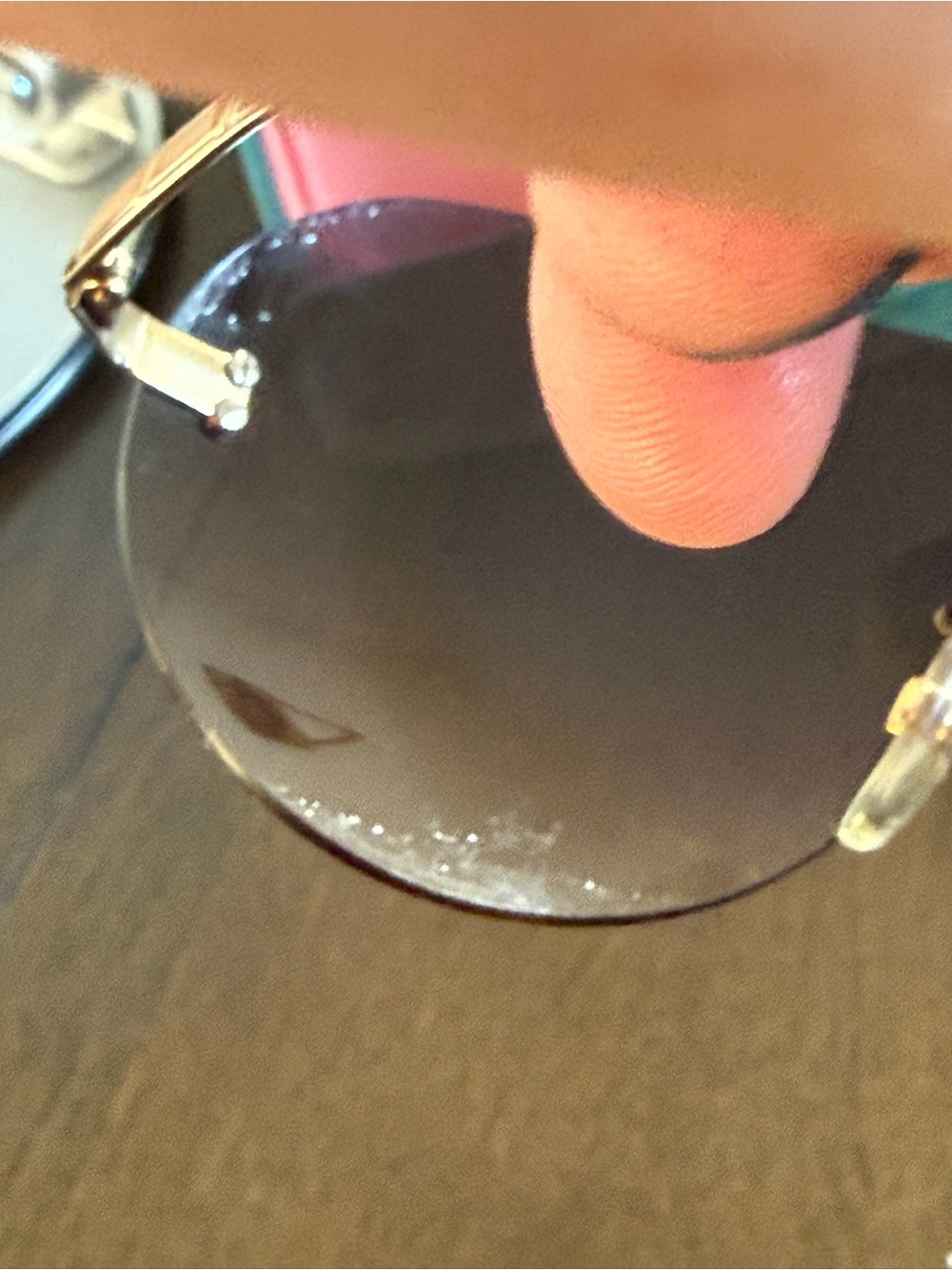 CHANEL Oversized Rimless Sunglasses in Gradient Purple with Gold CC Accents - Picture 4 of 14